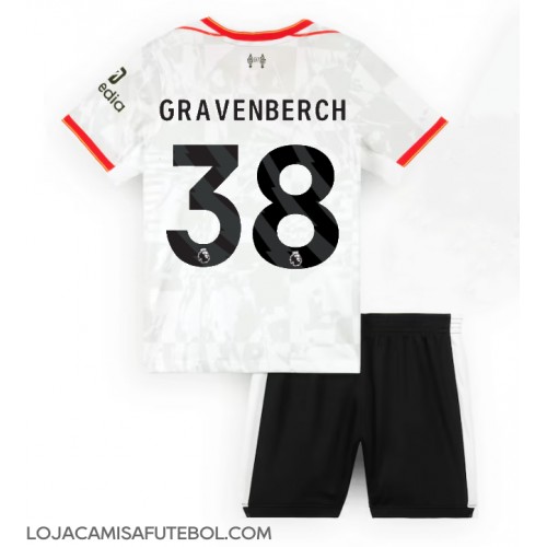 Camisa de Futebol Liverpool Ryan Gravenberch #38 Equipamento Alternativo Infantil 2024-25 Manga Curta (+ Calças curtas)